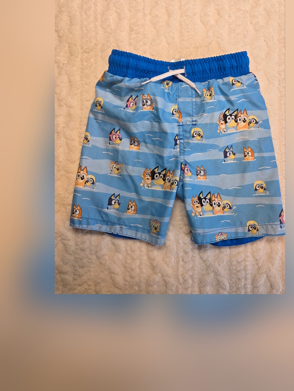 Bluey Swim Trunks Boys Size 4T Blue Cartoon Pool Shorts